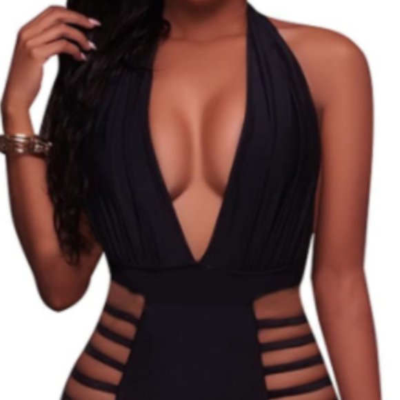 Super Sexy Plunge Halter Monokini - Picture 2 of 8